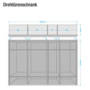 Armoire à portes battantes Ancona Imitation chêne truffier - Blanc alpin / Imitation chêne truffier - Largeur : 350 cm - Avec cadre passepartout - 1 miroir