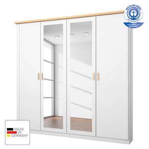 Draaideurkast Annett II alpinewit/Coimbra essenhout - Breedte: 181 cm - 4 deuren