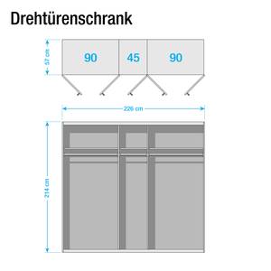 Drehtürenschrank Annett II Alpinweiß / Esche Coimbra - Breite: 226 cm - 5 Türen