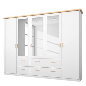 Armoire à portes battantes Annett III Blanc alpin / Frêne de Coimbra - Largeur : 226 cm - 5 portes