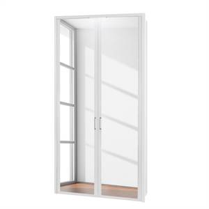 Armoire à portes battantes Arizona Sleep Blanc alpin - Largeur : 100 cm - 2 porte - Avec cadre passepartout - Avec éclairage - 2 miroir