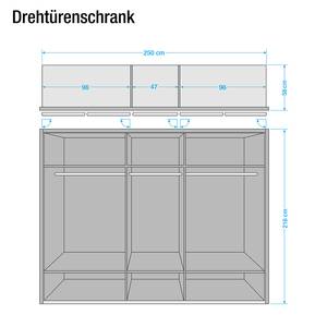 Drehtürenschrank Arizona Sleep Havanna / Eiche Santana Dekor - Breite: 250 cm - 5 Türen - Mit Passepartoutrahmen - Mit Beleuchtung - 1 Spiegeltür