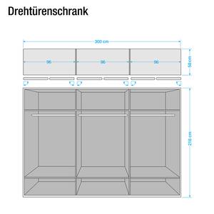 Armoire à portes battantes Arizona Sleep Blanc alpin / Imitation chêne du Santana - Largeur : 300 cm - 6 portes - Sans cadre passepartout - Sans éclairage - 2 miroir