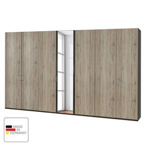 Draaideurkast Arizona Sleep Havanna/santana eikenhouten look - Breedte: 350 cm - 7 deuren - Zonder passe-partout lijst - Zonder verlichting - 1 spiegeldeur