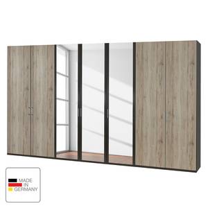 Draaideurkast Arizona Sleep Havanna/santana eikenhouten look - Breedte: 350 cm - 7 deuren - Zonder passe-partout lijst - Zonder verlichting - 3 spiegeldeuren