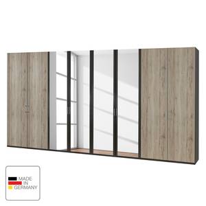 Draaideurkast Arizona Sleep Havanna/santana eikenhouten look - Breedte: 400 cm - 8 deuren - Zonder passe-partout lijst - Zonder verlichting - 4 spiegeldeuren