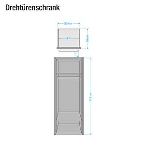 Armoire à portes battantes Arizona Sleep Blanc alpin - Largeur : 51 cm - 1 porte - Avec cadre passepartout - Sans éclairage - 1 miroir