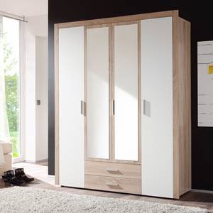 Armoire à portes battantes Axel Imitation chêne de Sonoma / Blanc - Largeur : 156 cm - 4 portes