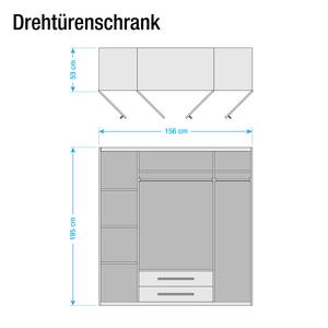 Armoire à portes battantes Axel Imitation chêne de Sonoma / Blanc - Largeur : 156 cm - 4 portes