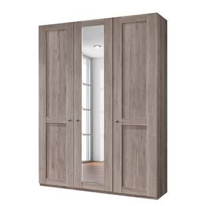 Armoire à portes battantes Bergamo Imitation chêne truffier - Largeur : 150 cm - Sans corniche - Sans éclairage - 1 miroir