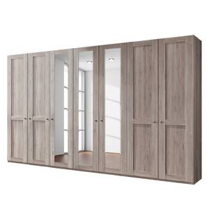 Armoire à portes battantes Bergamo Imitation chêne truffier - Largeur : 350 cm - Sans corniche - Sans éclairage - 3 miroir