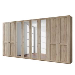 Armoire à portes battantes Bergamo Imitation chêne de Santana - Largeur : 400 cm - Sans corniche - Sans éclairage - 4 miroir