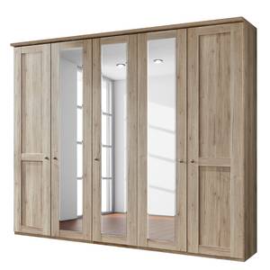 Armoire à portes battantes Bergamo Imitation chêne de Santana - Largeur : 250 cm - Avec corniche - Sans éclairage - 3 miroir