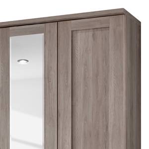 Armoire à portes battantes Bergamo Imitation chêne truffier - Largeur : 200 cm - Avec corniche - Sans éclairage - 2 miroir