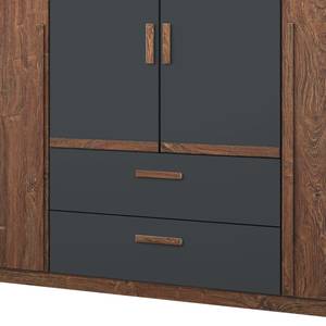 Armoire à portes battantes Bernau Marron foncé / Anthracite - Largeur : 181 cm