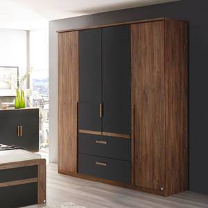 Armoire à portes battantes Bernau Marron foncé / Anthracite - Largeur : 181 cm