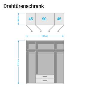 Armoire à portes battantes Bernau Marron foncé / Anthracite - Largeur : 181 cm