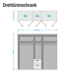 Draaideurkast Bingen Breedte: 226 cm