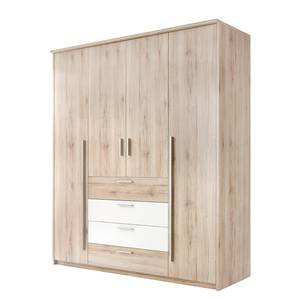 Drehtürenschrank Bright Eiche Sanremo Dekor Hell / Hochglanz Weiß - 180 cm (4-türig) - Breite: 180 cm - 4 Türen