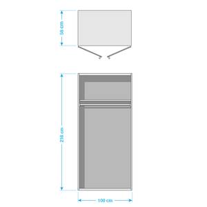 Armoire à portes battantes Brooklyn IX Gris graphite / Vernis blanc - 100 x 216 cm