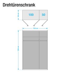 Drehtürenschrank Brooklyn XIII Graphit / Spiegelglas - 150 x 236 cm