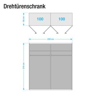 Drehtürenschrank Brooklyn XIII Alpinweiß / Hochglanz Weiß - 200 x 216 cm