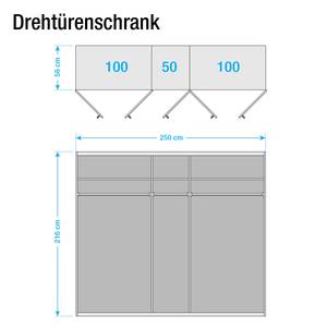 Drehtürenschrank Brooklyn XIII Alpinweiß / Hochglanz Weiß - 250 x 216 cm