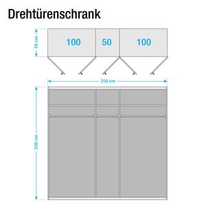 Drehtürenschrank Brooklyn XIII Alpinweiß / Spiegelglas - 250 x 236 cm