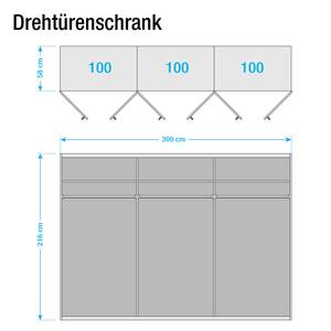 Drehtürenschrank Brooklyn XIII Alpinweiß / Hochglanz Weiß - 300 x 216 cm