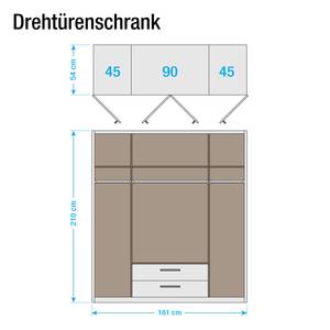 Drehtürenschrank Bustas Eiche Sanremo Hell Dekor / Alpinweiß - Breite: 181 cm - 4 Türen