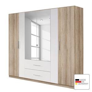 Drehtürenschrank Bustas Eiche Sanremo Hell Dekor / Alpinweiß - Breite: 226 cm - 6 Türen