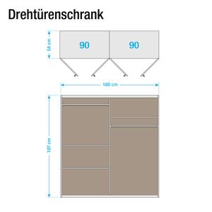 Drehtürenschrank Caria Alpinweiß - Breite: 181 cm - 6 Türen