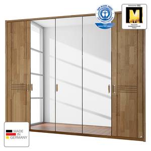 Armoire à portes battantes Casano Chêne sauvage partiellement massif - Largeur : 142 cm - 3 portes - Avec cadre passepartout - 1 miroir