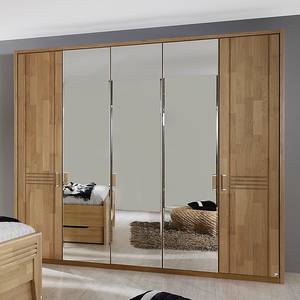 Armoire à portes battantes Casano Chêne sauvage partiellement massif - Largeur : 142 cm - 3 portes - Sans cadre passepartout - 1 miroir