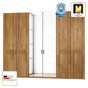 Armoire à portes battantes Casano Chêne sauvage partiellement massif - Largeur : 282 cm - 6 portes - Sans cadre passepartout - 2 miroir