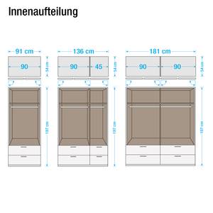 Drehtürenschrank Case IV Alpinweiß - Schrankbreite: 136 cm - 3-türig - Breite: 136 cm - 1 Spiegeltür