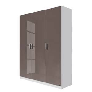 Armoire à portes battantes Celle Blanc alpin / Gris lava brillant - Largeur : 136 cm