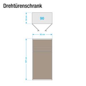 Drehtürenschrank Celle Alpinweiß / Hochglanz Lavagrau - Breite: 91 cm