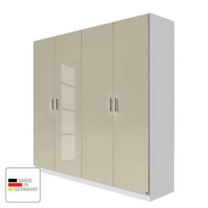 Drehtürenschrank Celle Alpinweiß / Hochglanz Sandgrau - Breite: 181 cm