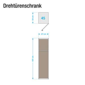 Drehtürenschrank Celle Alpinweiß / Hochglanz Sandgrau - Breite: 47 cm