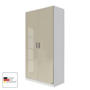 Armoire à portes battantes Celle Blanc alpin / Gris sable brillant - Largeur : 91 cm