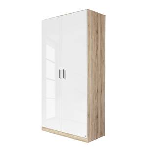 Armoire à portes battantes Celle Imitation chêne de Sonoma / Blanc brillant - Largeur : 91 cm