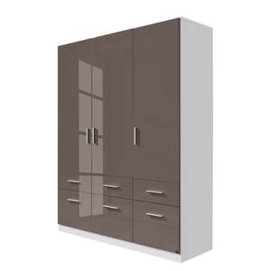 Armoire à portes battantes Celle I Blanc alpin / Gris lava brillant - Largeur : 136 cm