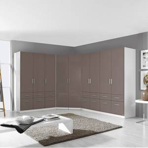 Armoire à portes battantes Celle I Blanc alpin / Gris lava brillant - Largeur : 136 cm