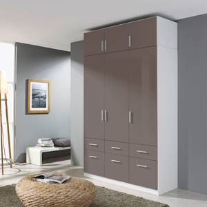 Armoire à portes battantes Celle I Blanc alpin / Gris lava brillant - Largeur : 136 cm