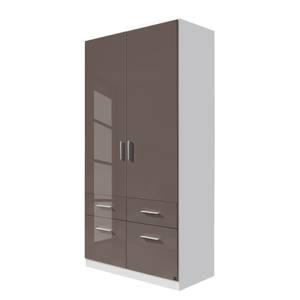 Armoire à portes battantes Celle I Blanc alpin / Gris lava brillant - Largeur : 91 cm