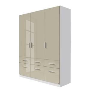 Armoire à portes battantes Celle I Blanc alpin / Gris sable brillant - Largeur : 136 cm