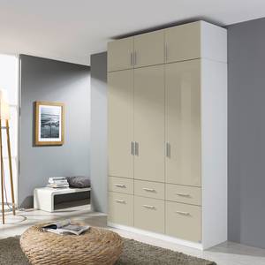 Armoire à portes battantes Celle I Blanc alpin / Gris sable brillant - Largeur : 136 cm