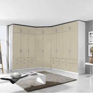 Armoire à portes battantes Celle I Blanc alpin / Gris sable brillant - Largeur : 181 cm