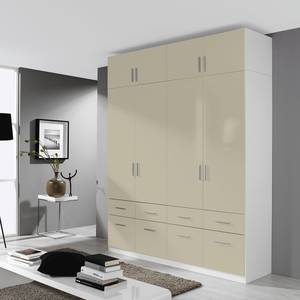 Armoire à portes battantes Celle I Blanc alpin / Gris sable brillant - Largeur : 181 cm